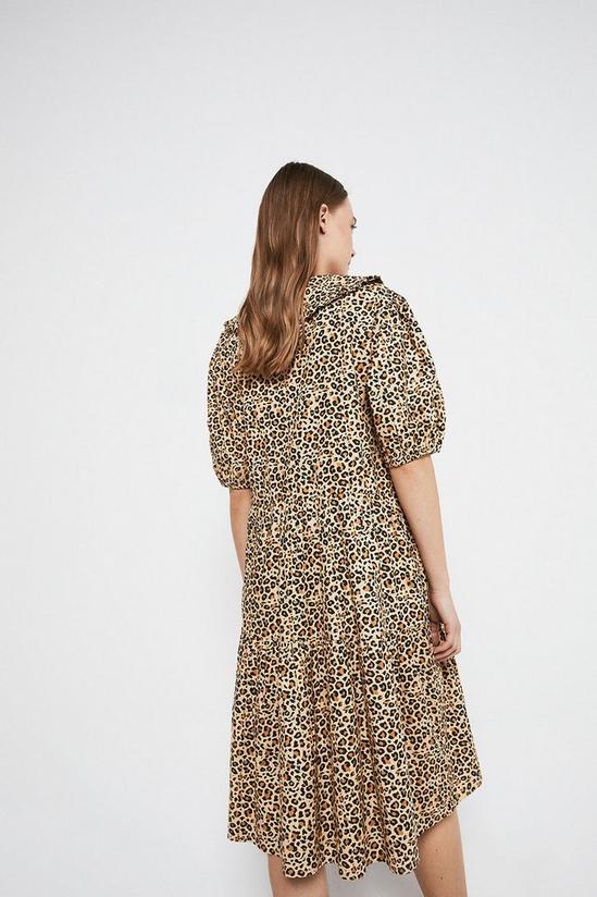 Warehouse Smock Dress In Leopard With Collar 3