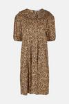 Warehouse Smock Dress In Leopard With Collar thumbnail 5