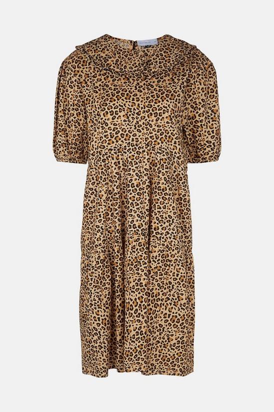 Warehouse Smock Dress In Leopard With Collar 5