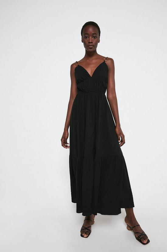 Warehouse Black Dress With Rings 1