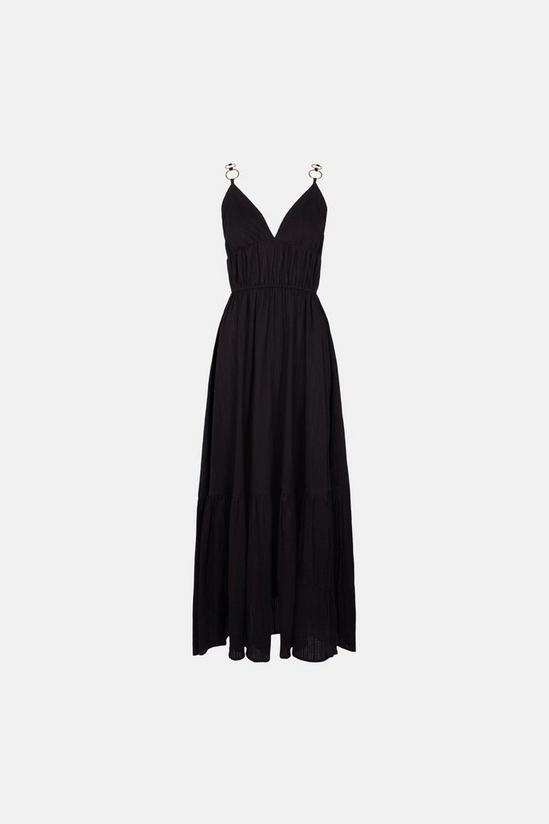 Warehouse Black Dress With Rings 5