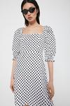 Warehouse Puff Sleeve Spot Dress With Back Detail thumbnail 1