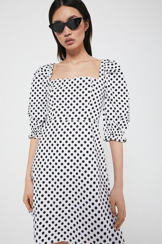 Warehouse Puff Sleeve Spot Dress With Back Detail 1