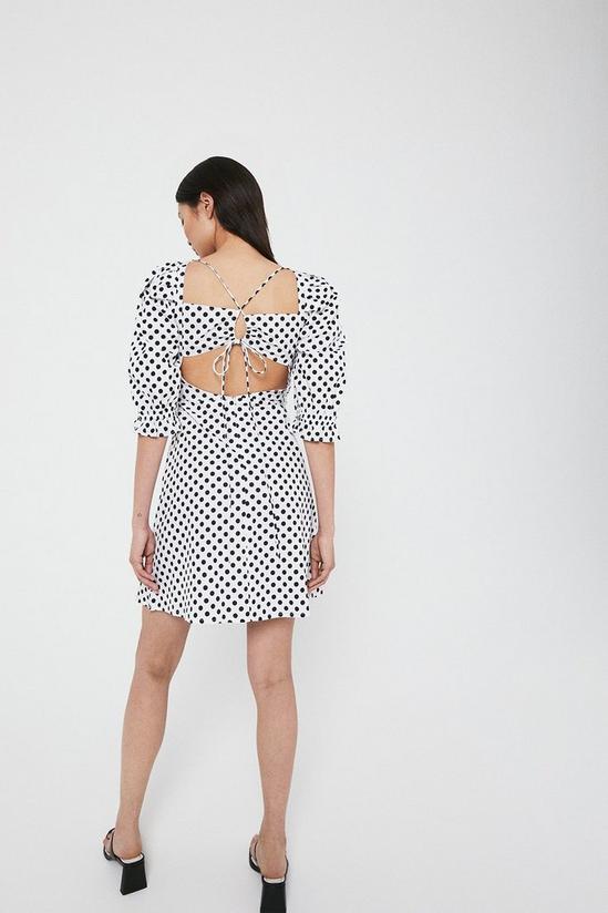 Warehouse Puff Sleeve Spot Dress With Back Detail 3