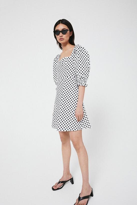 Warehouse Puff Sleeve Spot Dress With Back Detail 4