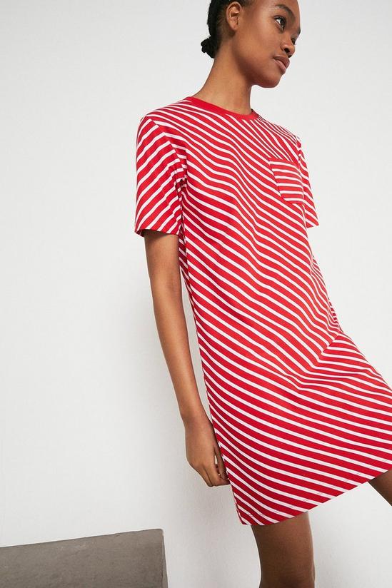 Warehouse Cotton Diagonal Stripe Short Dress 1