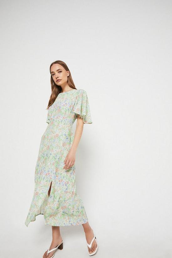 Warehouse Midi Dress With Splits In Floral 1
