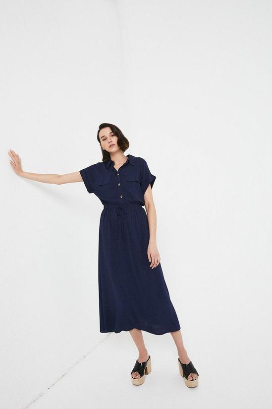 Warehouse Fit And Flare Dress With Buttons 1
