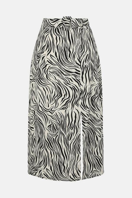 Warehouse Linen Mix Zebra Belted Midi Skirt 5