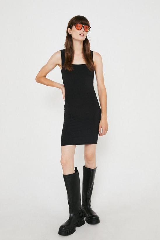 Warehouse Square Neck Fitted Dress 1