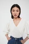 Warehouse Embroidered Collar Detail Puff Sleeve Top thumbnail 1