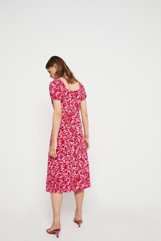Warehouse Printed Ruched Front Short Sleeve Midi Dresss 3