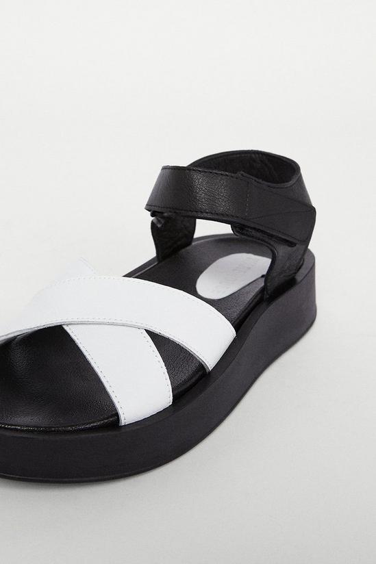 Warehouse Real Leather Colour Block Chunky Sandal 4