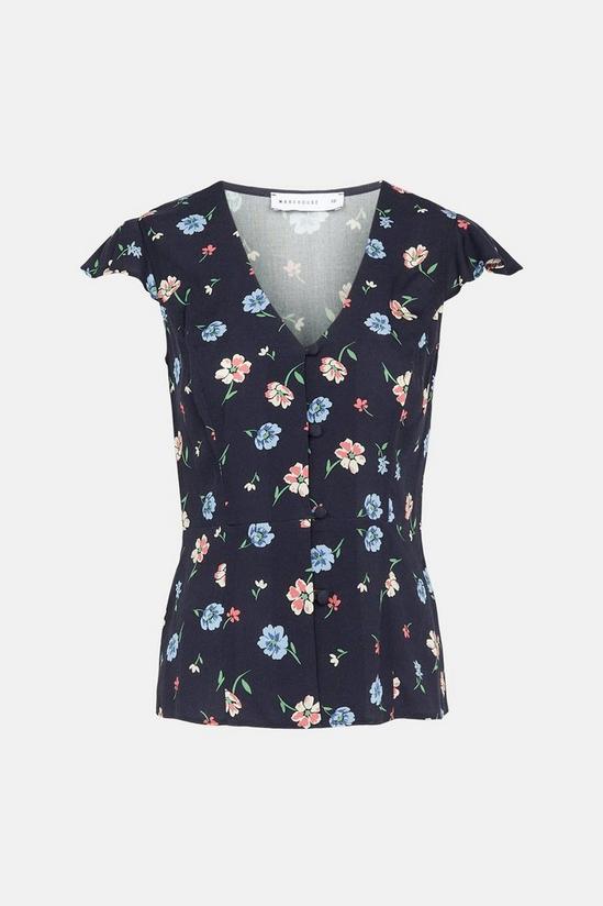 Warehouse Top With Flutter Sleeve In Floral 5