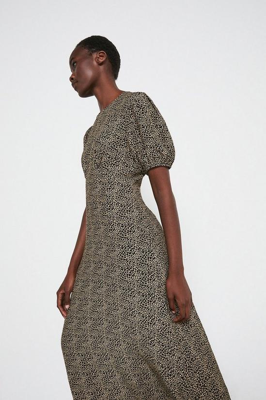 Warehouse Fitted Midi Dress In Animal 1