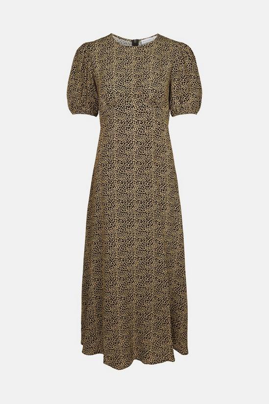 Warehouse Fitted Midi Dress In Animal 5
