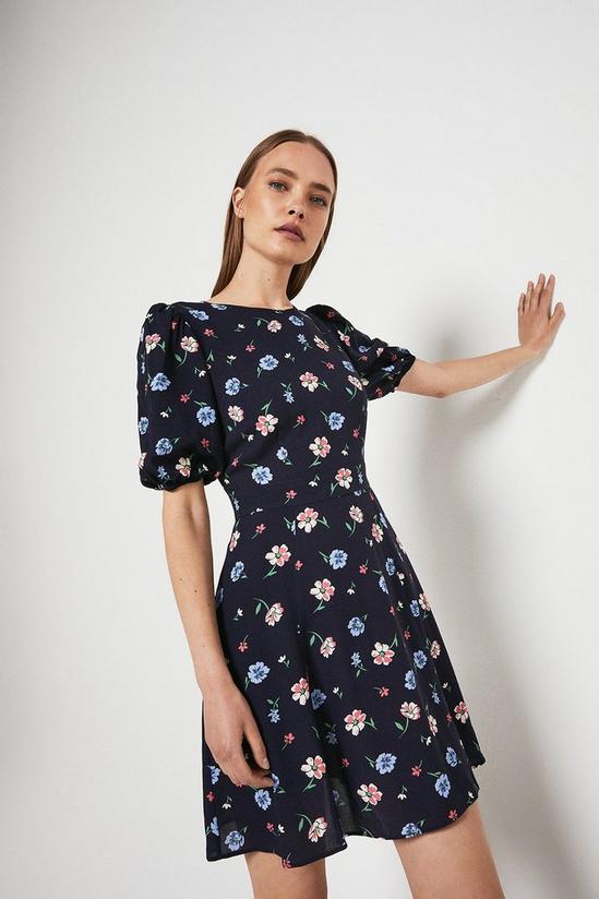 Warehouse Flippy Mini Dress With Short Sleeve In Floral 1