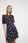 Warehouse Flippy Mini Dress With Short Sleeve In Floral thumbnail 4