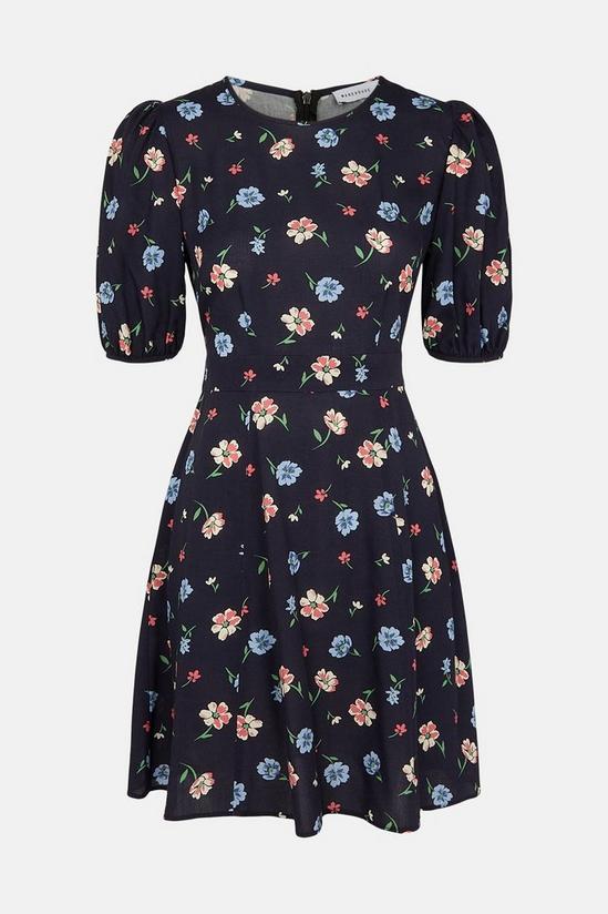 Warehouse Flippy Mini Dress With Short Sleeve In Floral 5