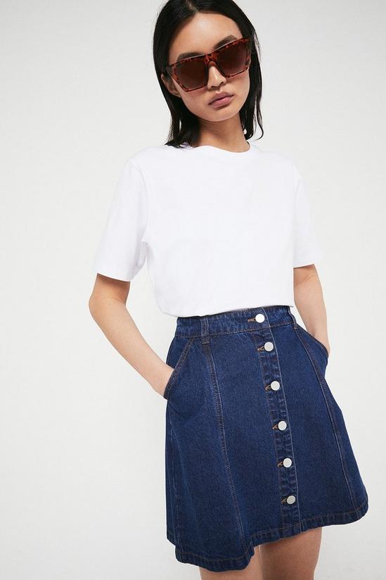 Warehouse Denim Button Through Mini Skirt 2