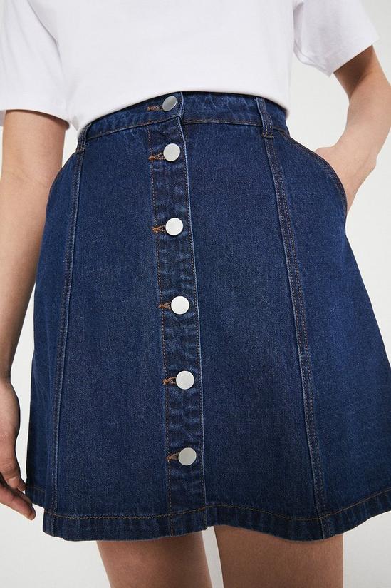 Warehouse Denim Button Through Mini Skirt 4