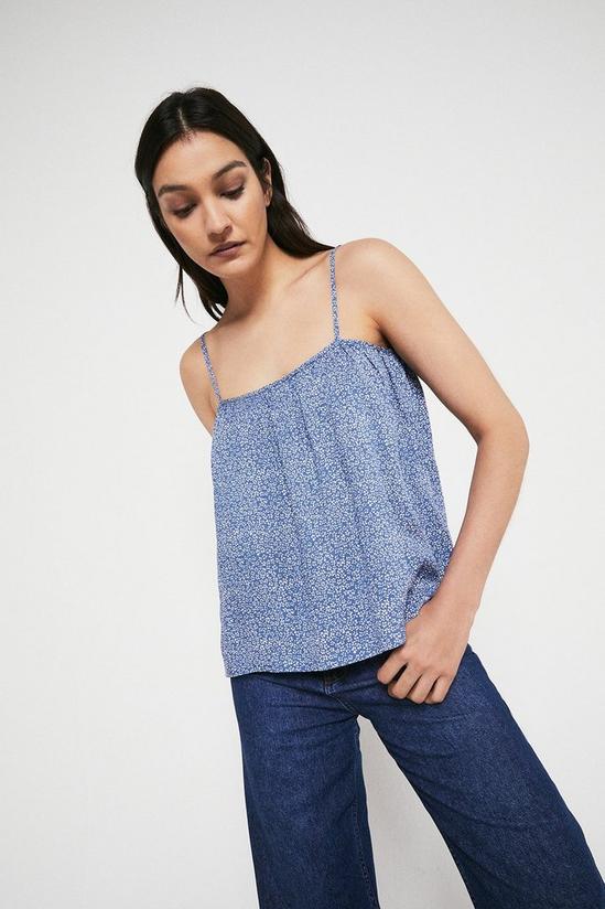 Warehouse Ditsy Square Neck Gathered Cami Top 1