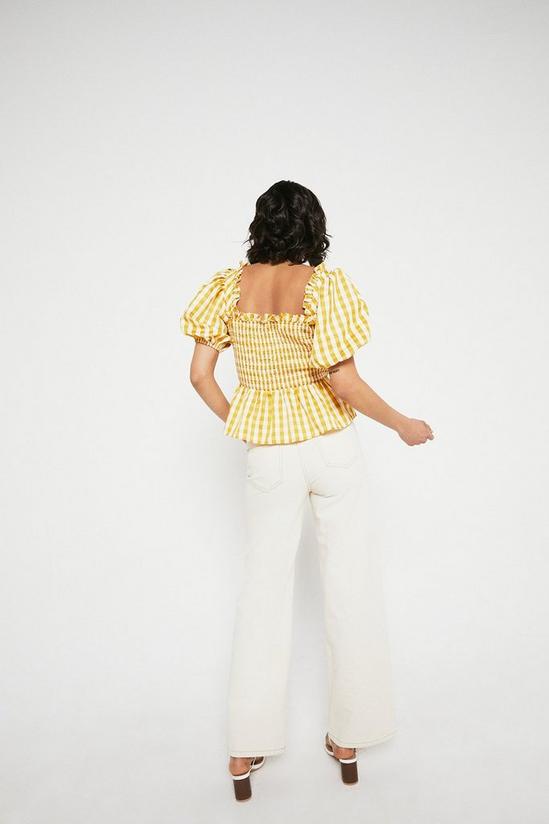 Warehouse Gingham Square Neck Puff Sleeve Top 3