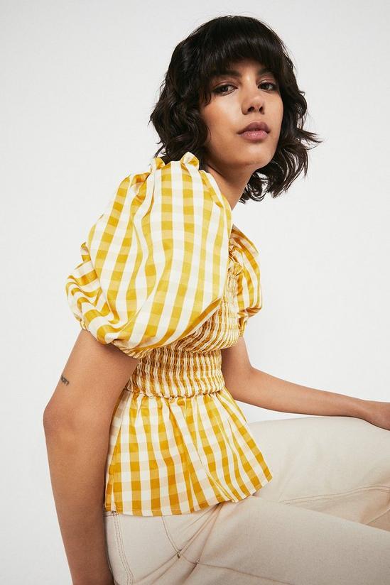 Warehouse Gingham Square Neck Puff Sleeve Top 4