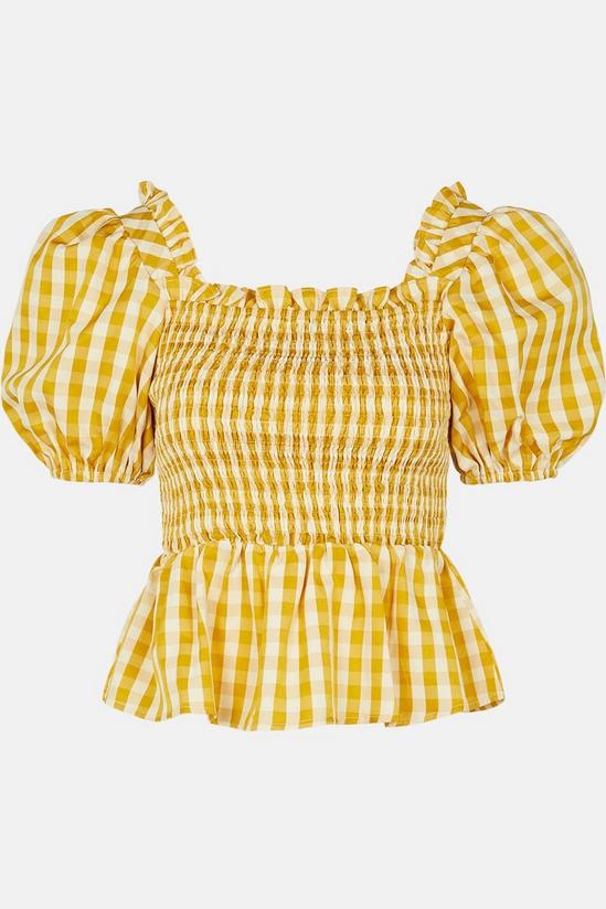Warehouse Gingham Square Neck Puff Sleeve Top 5
