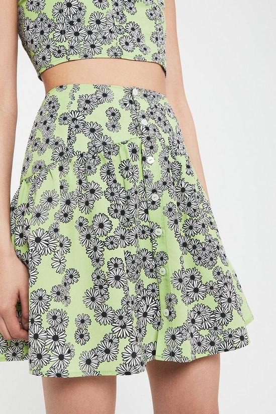 Warehouse Mini Skirt In Daisy Print With Buttons 2