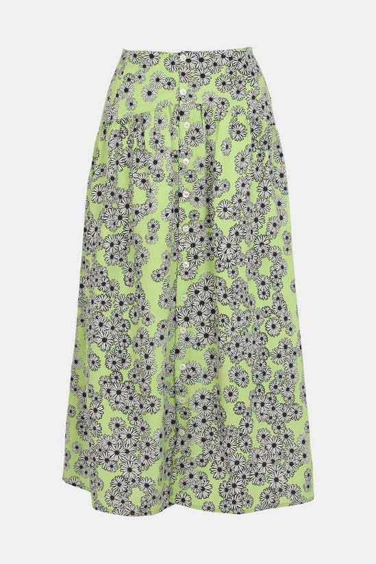 Warehouse Midi Skirt In Daisy Print With Buttons 5