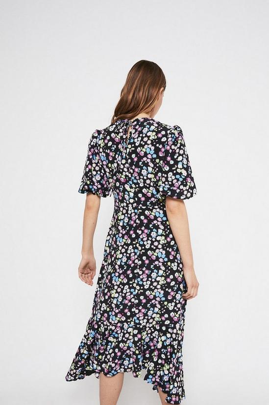 Warehouse Midi Dress With Dip Hem In Floral 3