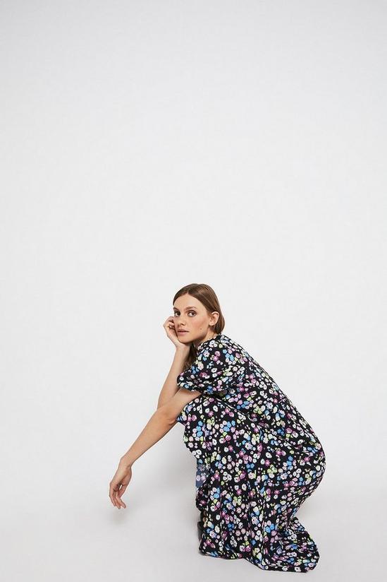Warehouse Midi Dress With Dip Hem In Floral 4