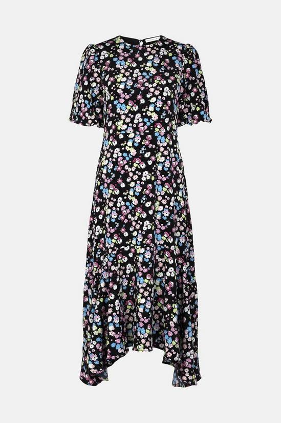 Warehouse Midi Dress With Dip Hem In Floral 5