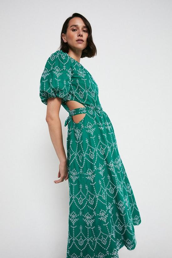 Warehouse Midi Dress With Cutout In Broderie 1