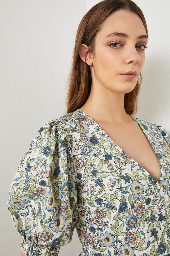 Warehouse Midi Dress In Floral With V Neck 2