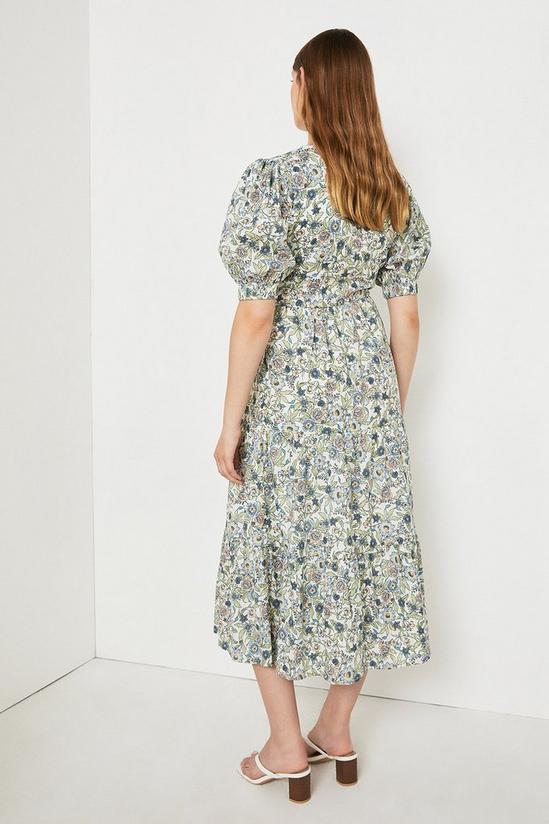 Warehouse Midi Dress In Floral With V Neck 3