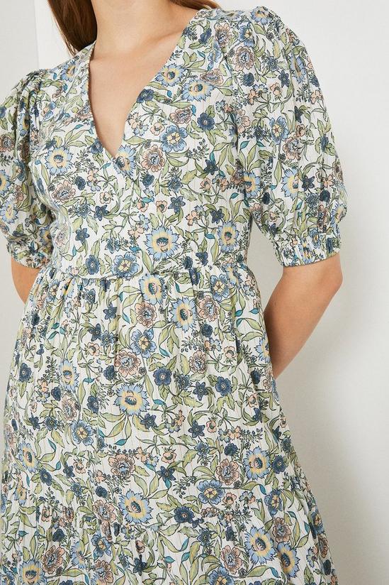 Warehouse Midi Dress In Floral With V Neck 4