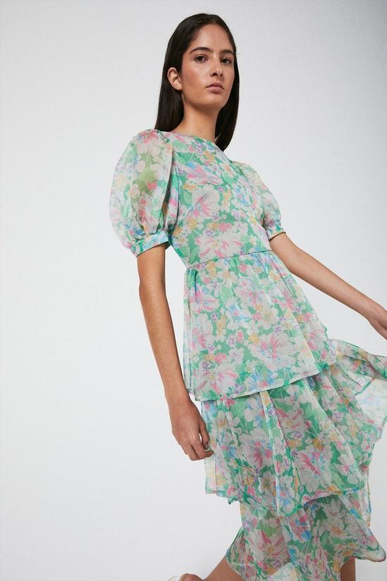 Warehouse Tiered Dress In Floral Print 1