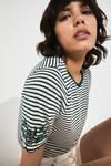 Warehouse Stripe Embroidered Cuff Detail Tee thumbnail 4