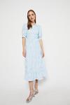 Warehouse Short Sleeve Midi Dress In Floral Jacquard thumbnail 1