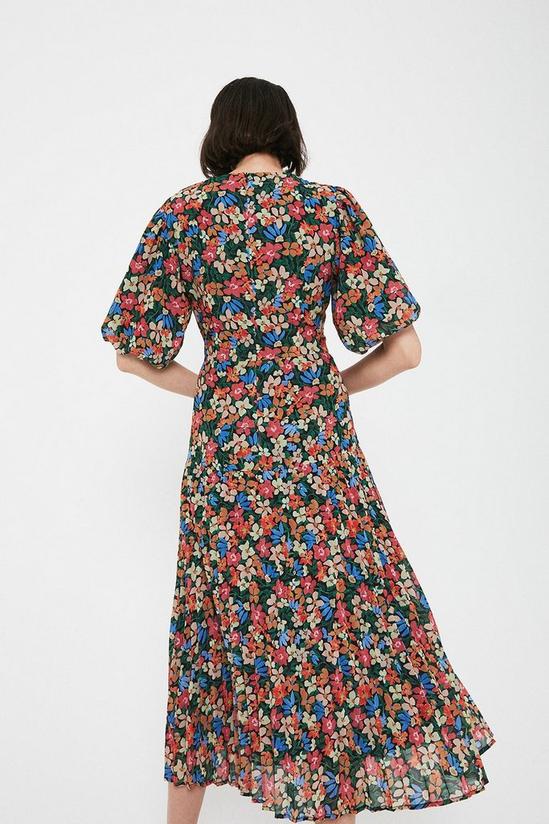Warehouse Short Sleeve Printed Dress With Pleated Hem 3