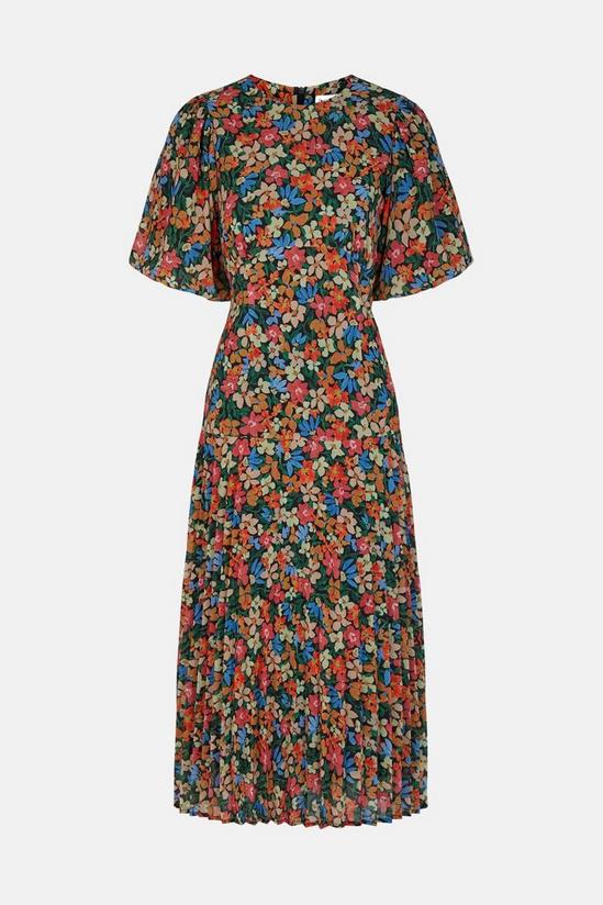 Warehouse Short Sleeve Printed Dress With Pleated Hem 5