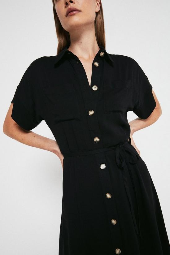 Warehouse Pocket Front Belted Mini Shirt Dress 4