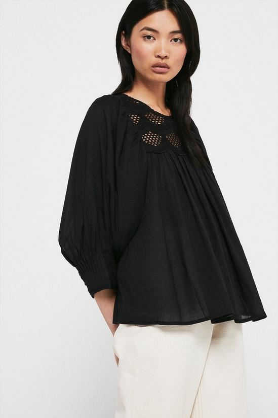 Warehouse Cotton Voile Top With Cutwork Bib 4