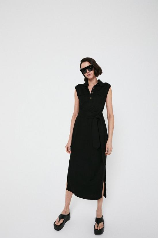 Warehouse Pique Utility Belted Midi Dress 1