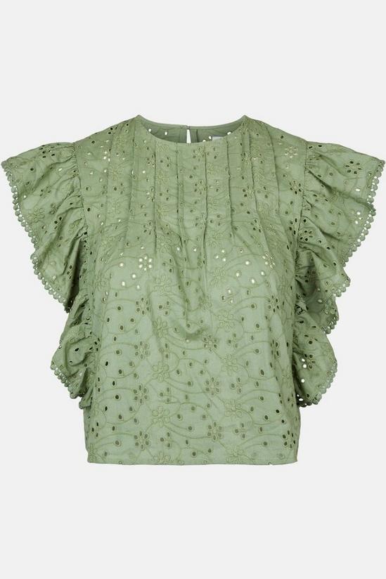Warehouse Broderie Top With Frill Sleeve And Trim 5