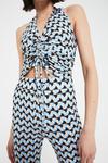 Warehouse Printed Geo Ruched Front Halter Top thumbnail 2