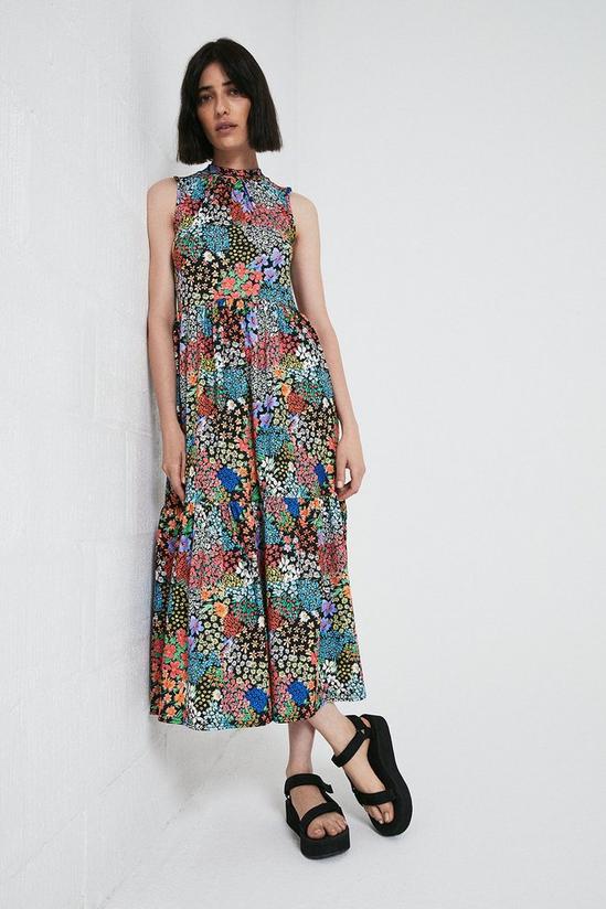 Warehouse Printed Sleeveless Tiered Midi Dress 1