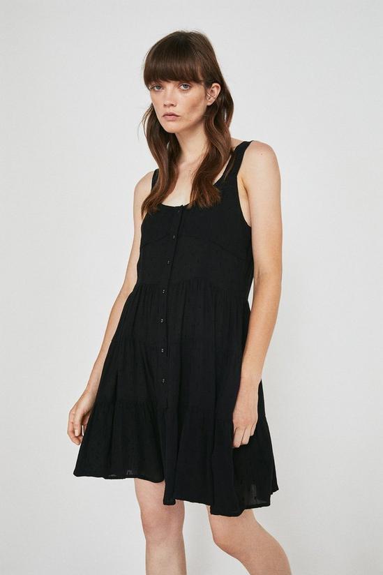 Warehouse Textured Spot Cheesecloth Seamed Mini Dress 1